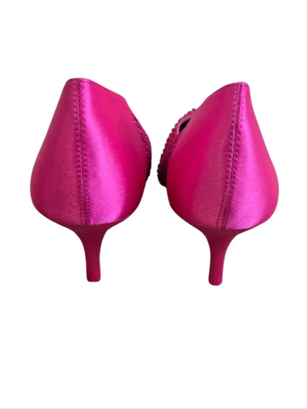 J. Renée Hot Pink Rhinestone Pointed Toe Kitten Heels 10M